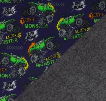 Preview: 1,40 m Alpenfleece Dunkelblau mit Monstertrucks von Swafing Theresa